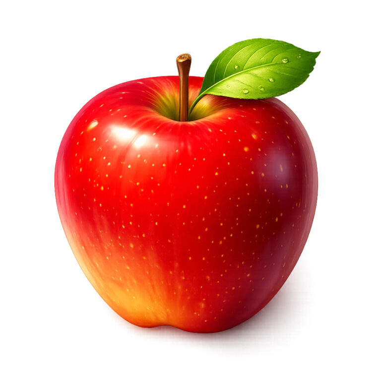 Red apple clipart with green leaf for classroom and alphabet learning activities
