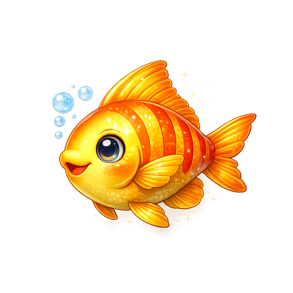 Cute orange fish clipart illustration for ocean and animal learning activities
